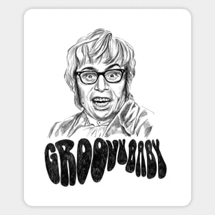 Austin Powers Sketching portrait - groovy baby Magnet